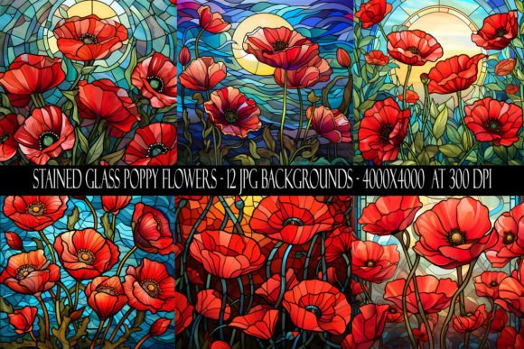 Download Stained Glass Poppy Flower Backgrounds - Backgrounds Collection