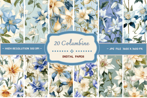 Download Columbine Flowers Digital Backgrounds - Backgrounds Collection