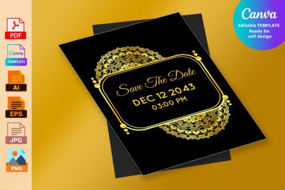 Download Luxury Golden Black Mandala Wedding Card - Golden black Collection