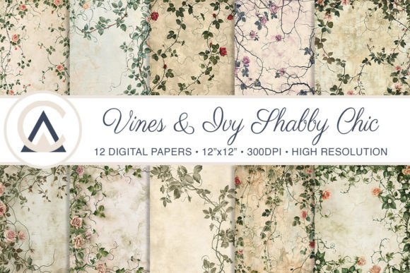 Download Shabby Chic Vines Botanical Backgrounds - Backgrounds Collection