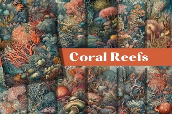 Download CORAL REEF Fantasy Botanical Backgrounds - Backgrounds Collection