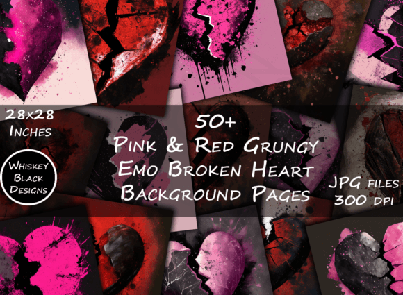 Download Red &amp; Pink Grungy Emo Heart Backgrounds - Backgrounds Collection