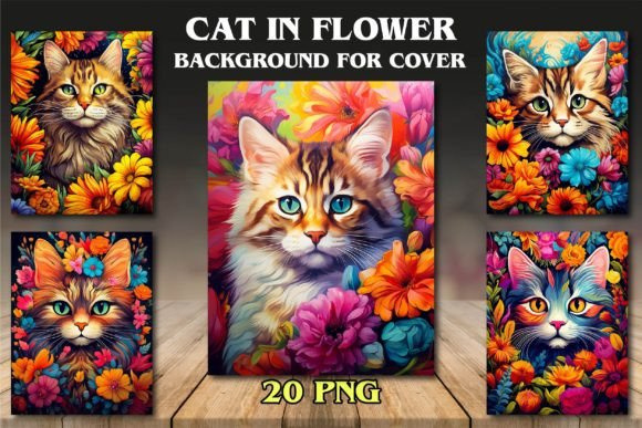 Download Cat in Flower Backgrounds for Covers - Backgrounds Collection