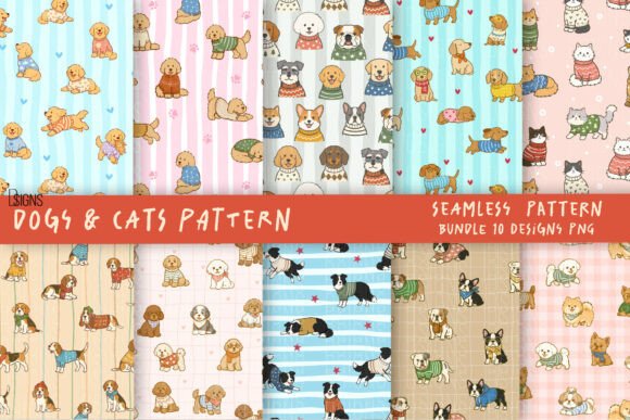 Download Cute Dog Cat Lover Pattern Bundle - Premium Resources